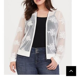 EMBROIDERED MESH BOMBER JACKET
